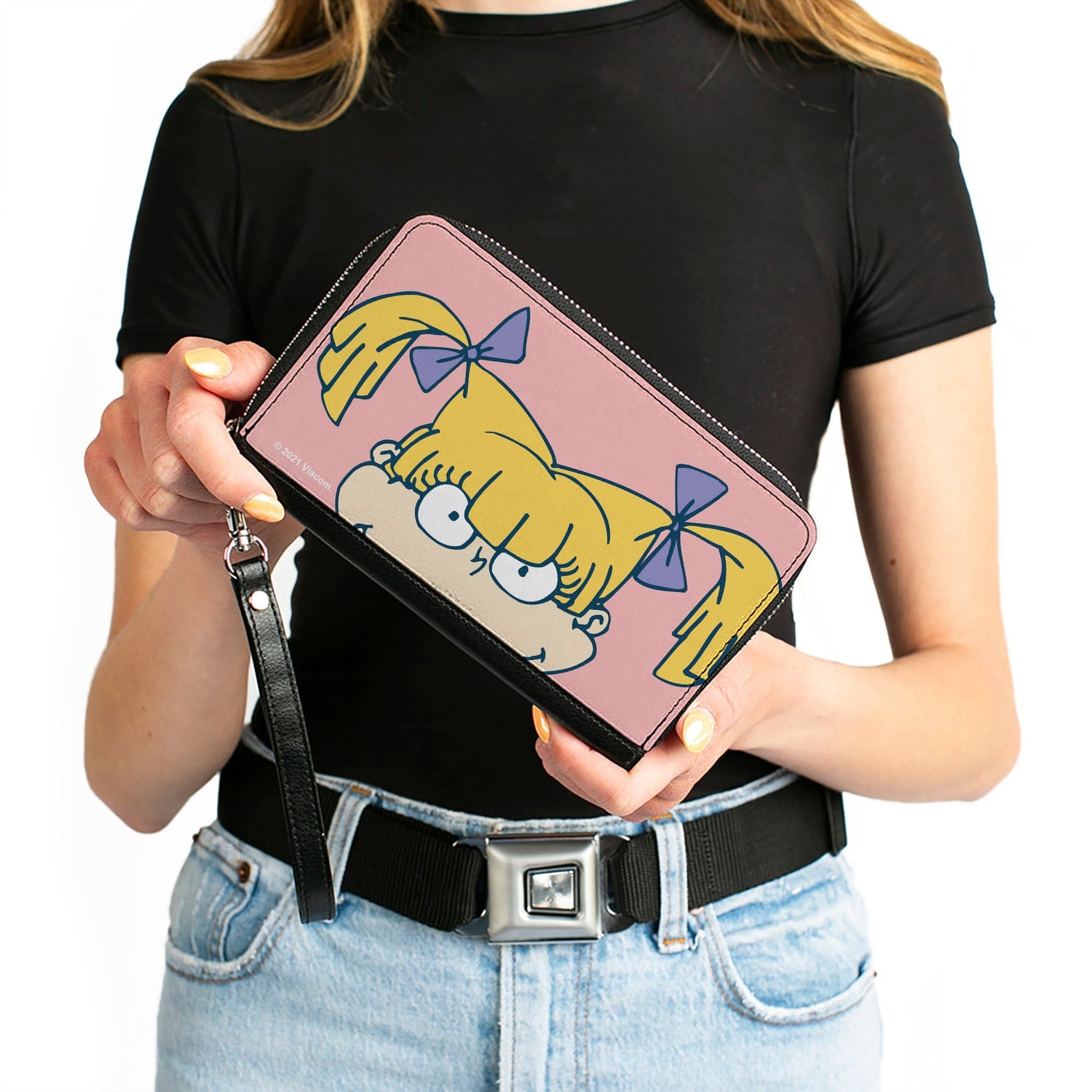 Rugrats Angelica Face Close - Up Pink Zip Around Clutch Wallet - Paramount Shop