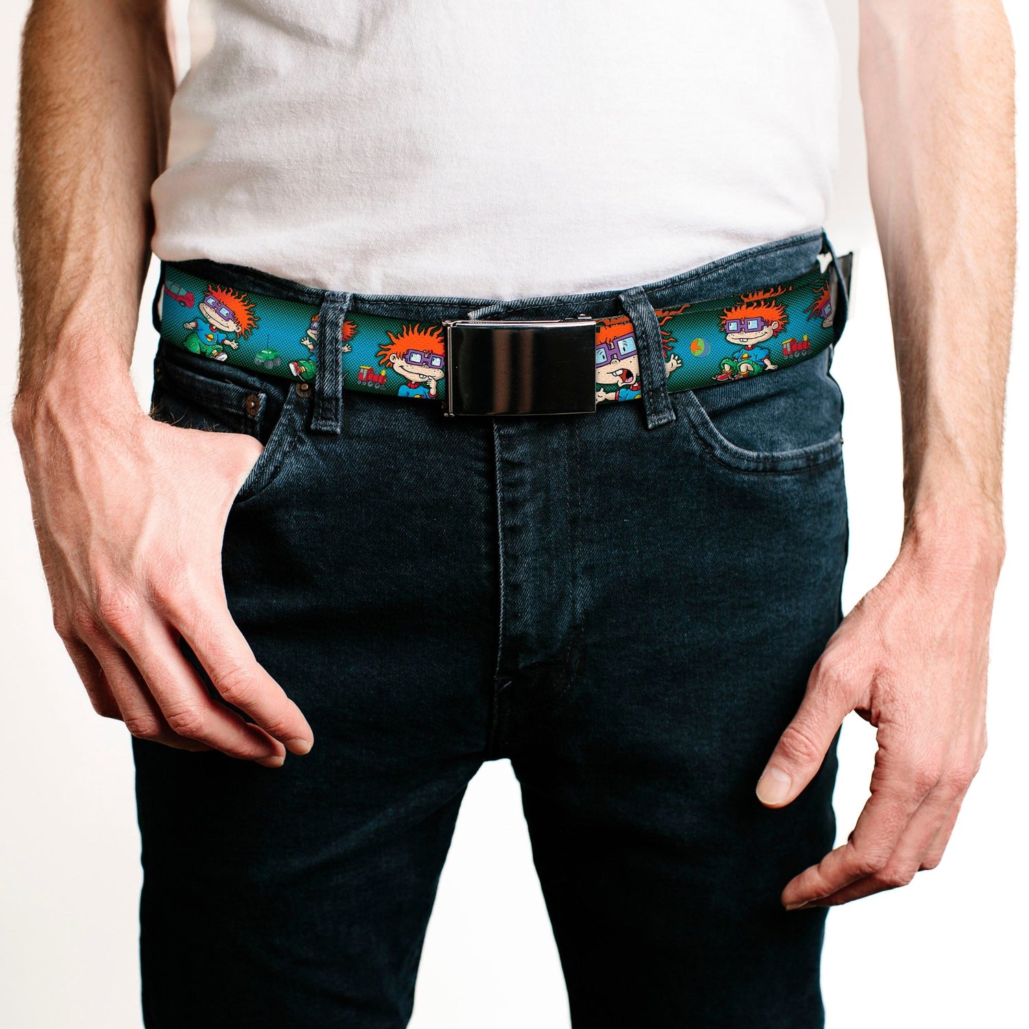 Rugrats Chuckie Finster Poses Black Buckle Web Belt - Paramount Shop
