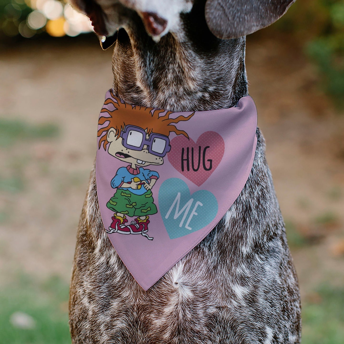 Rugrats Chuckie HUG ME Hearts Pose Pink Pet Bandana - Paramount Shop