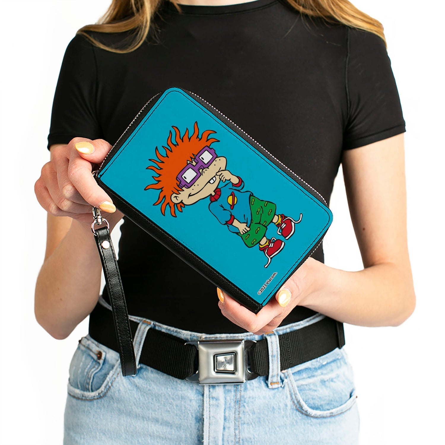 Rugrats Chuckie Pose Blue Rectangle Zip Around Wallet - Paramount Shop
