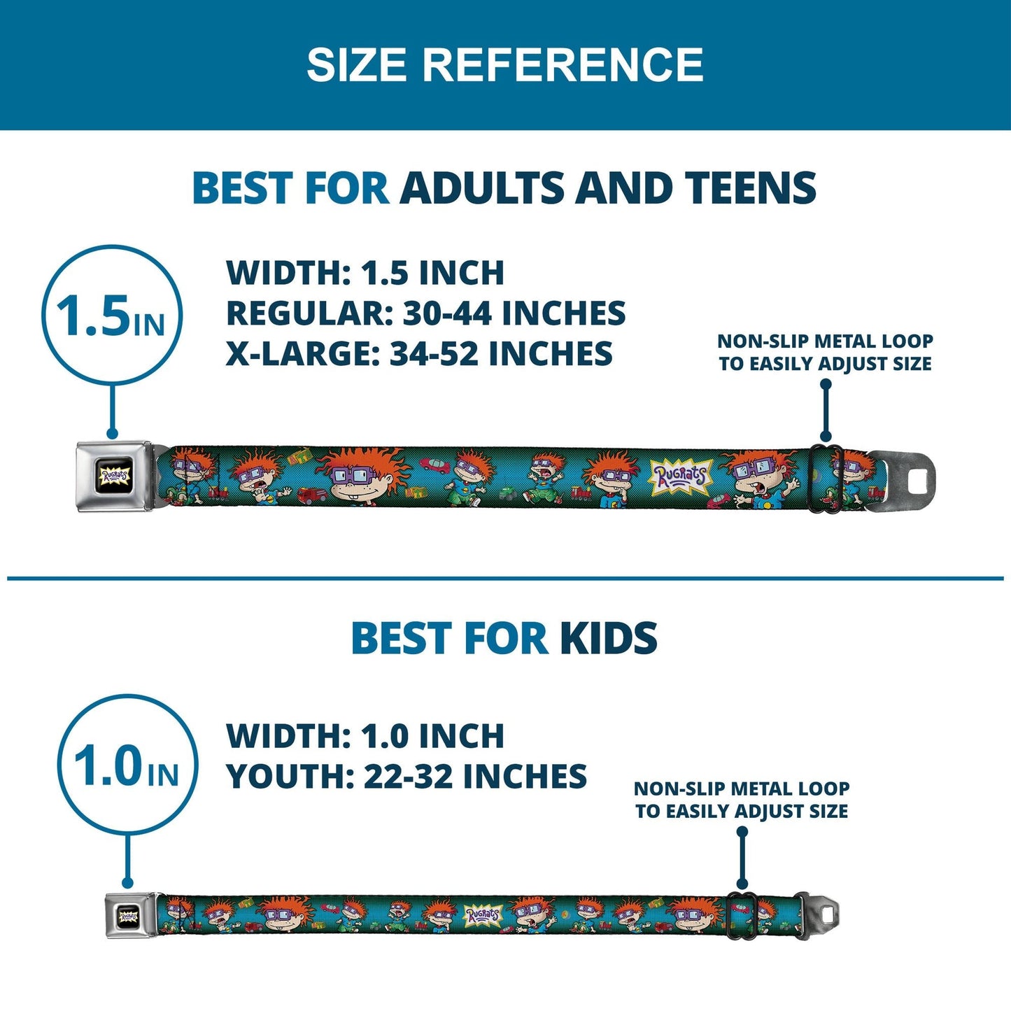 Rugrats Chuckie Poses Logo Full Color Seatbelt Belt - Paramount Shop