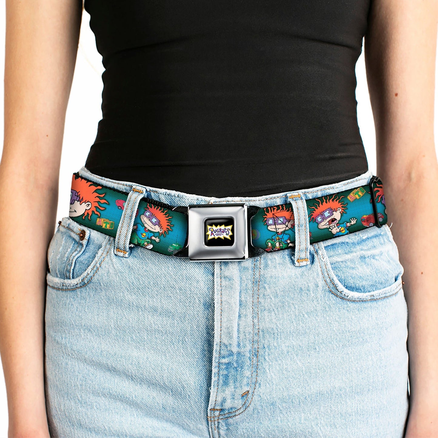 Rugrats Chuckie Poses Logo Full Color Seatbelt Belt - Paramount Shop
