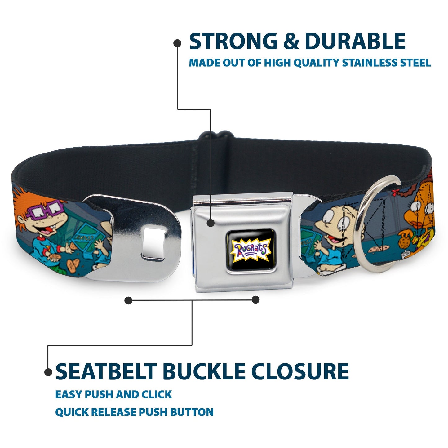 Rugrats Cookie Scene Logo Seatbelt Buckle Dog Collar - Paramount Shop