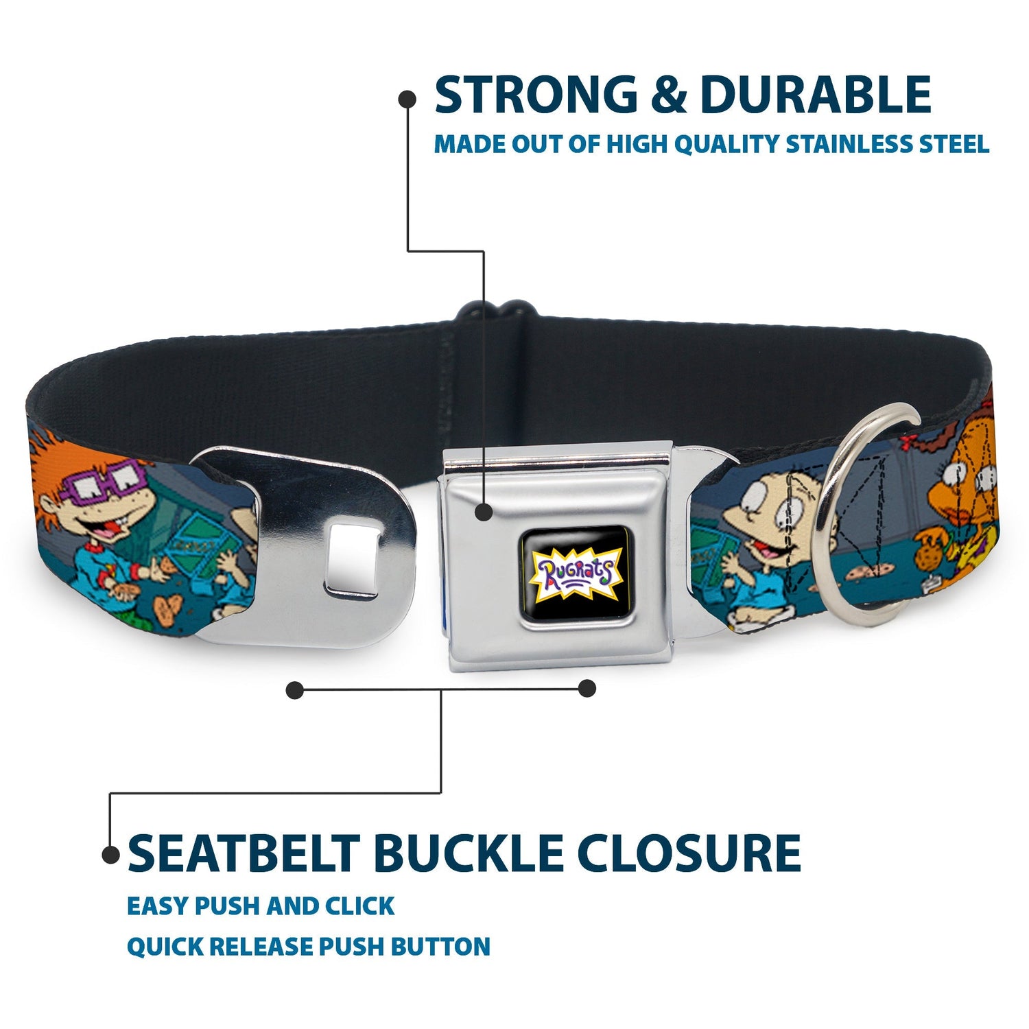 Rugrats Cookie Scene Logo Seatbelt Buckle Dog Collar - Paramount Shop