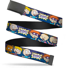 Rugrats Group Pose Black Buckle Official Webbing Belt - Youth 1.0" Reg (Up to 28")