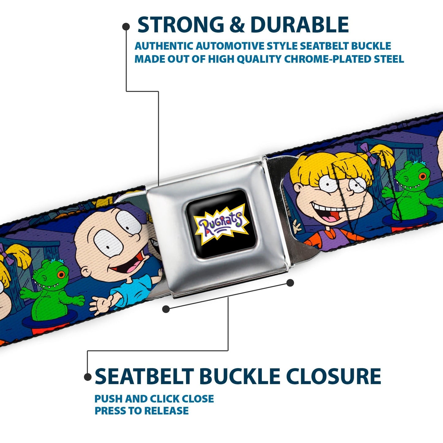 Rugrats Group Pose Reptar Logo Full Color Seatbelt Belt - Paramount Shop