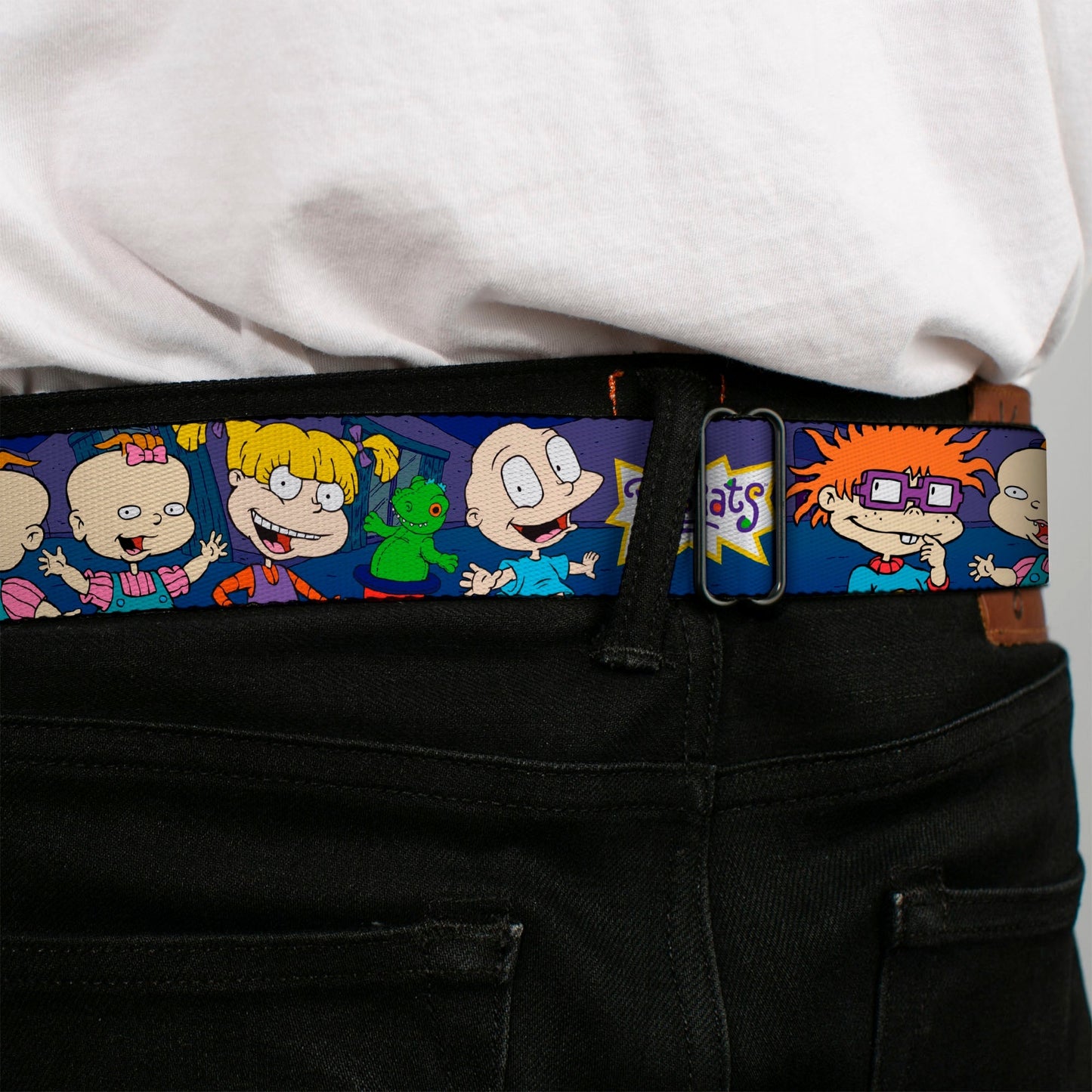 Rugrats Group Pose Reptar Logo Full Color Seatbelt Belt - Paramount Shop