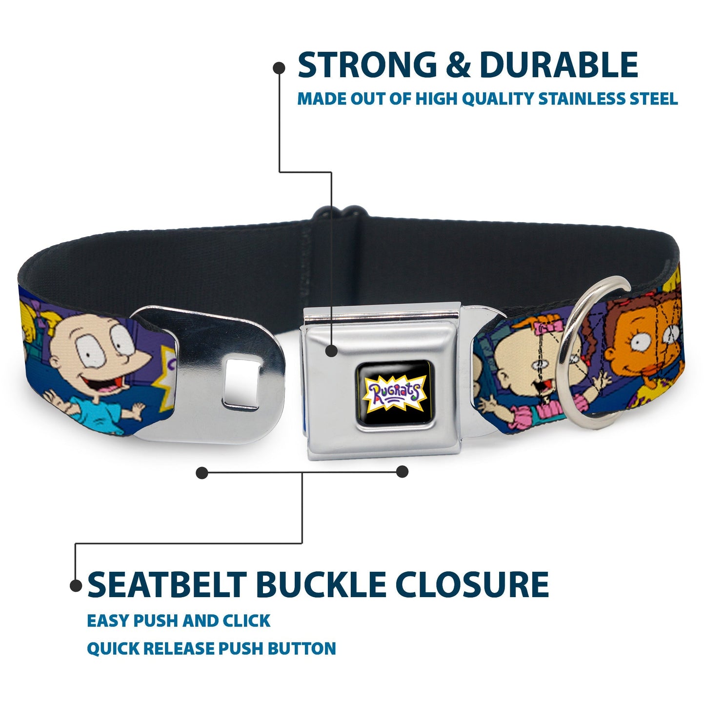 Rugrats Group Pose Seatbelt Buckle Pet Collar Merchandise - Paramount Shop