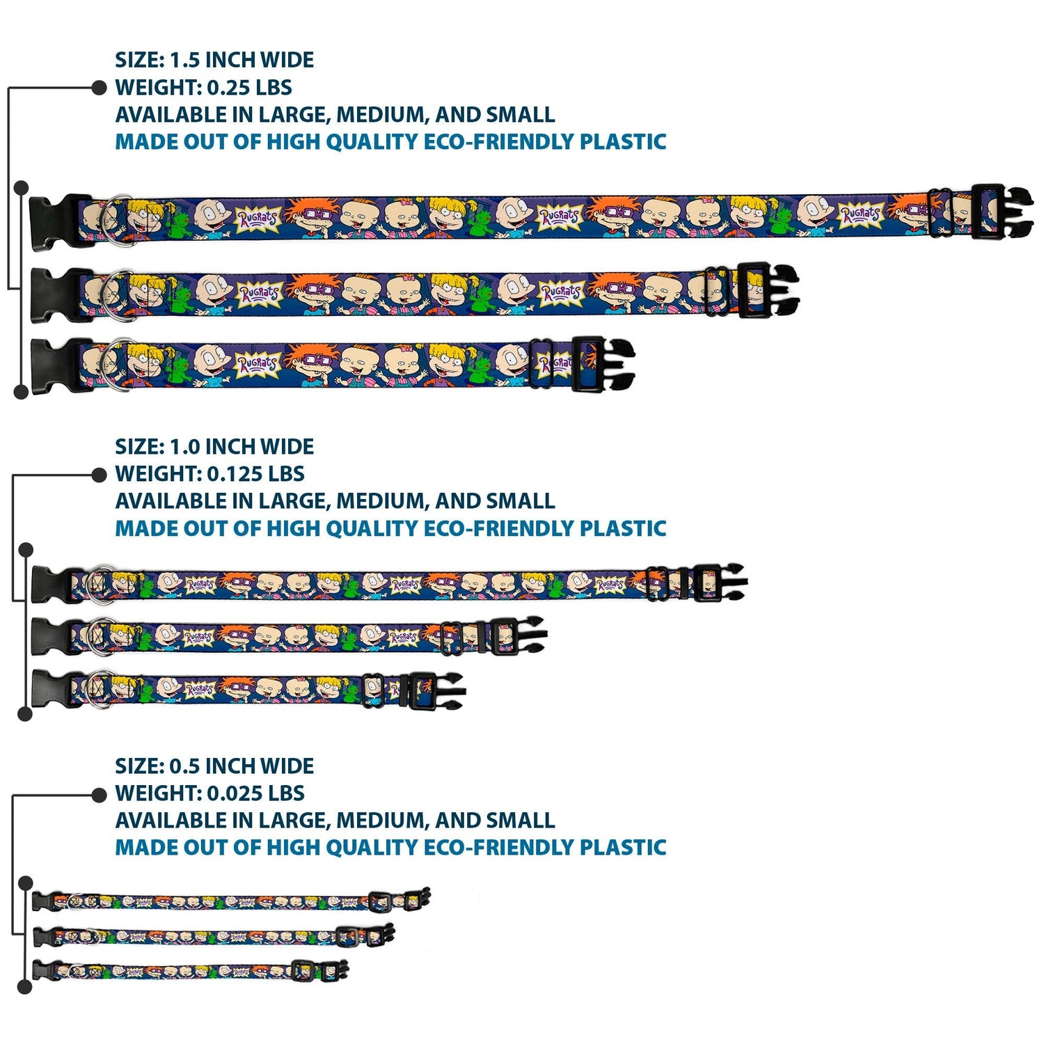 Rugrats Group Pose with Reptar Plastic Clip Pet Collar - Paramount Shop