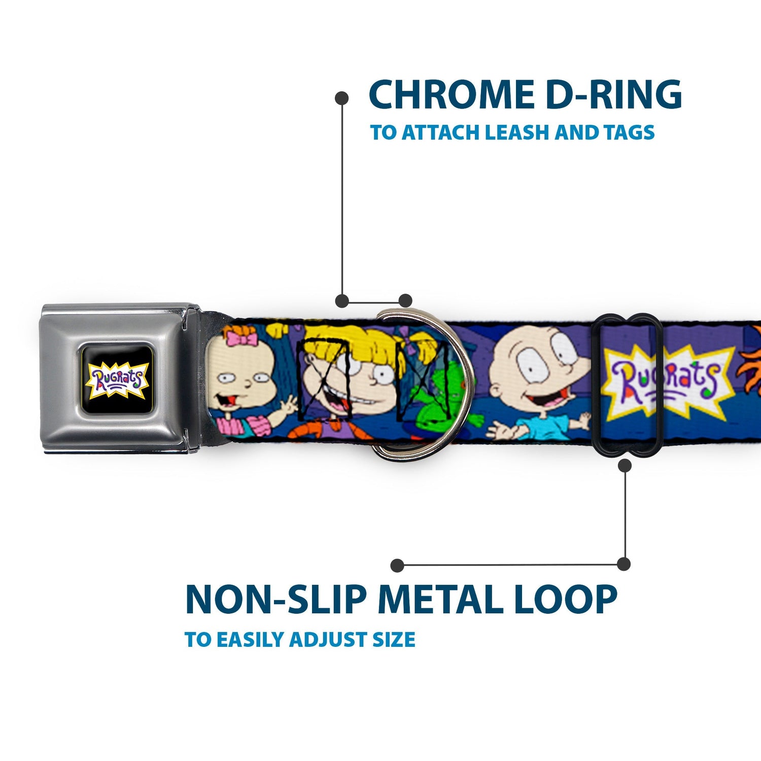 Rugrats Group Pose with Reptar Seatbelt Buckle Dog Collar - Paramount Shop