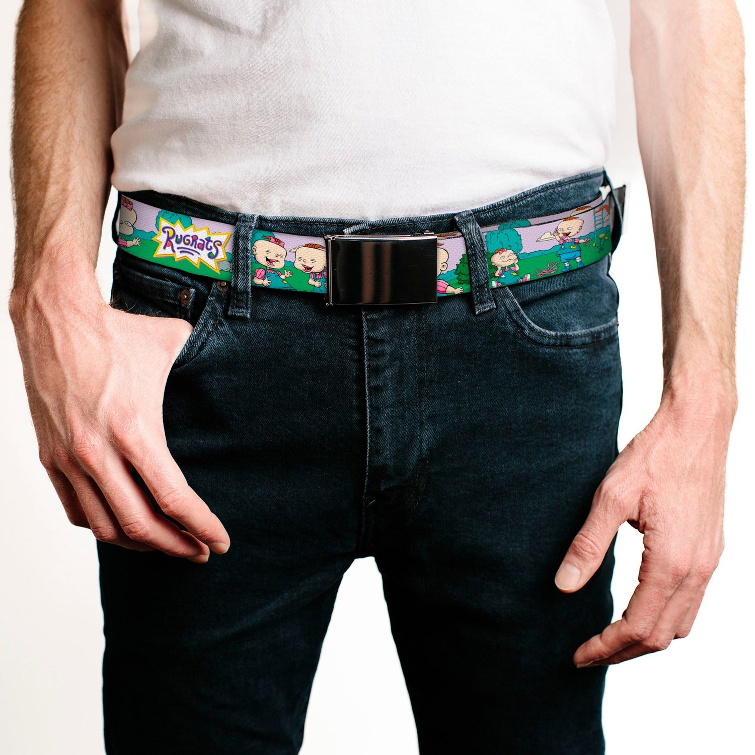 Rugrats Lil & Phil Outdoor Poses Chrome Buckle Web Belt - Paramount Shop