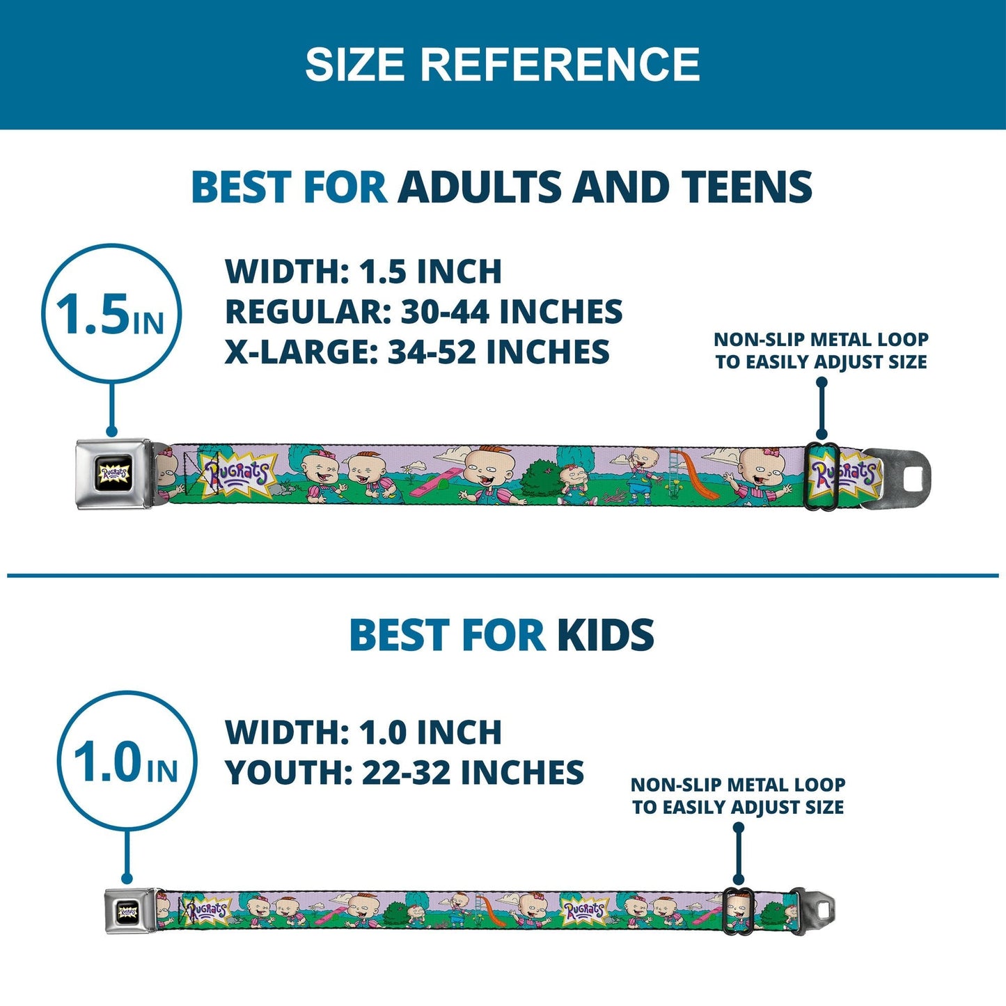 Rugrats Lil & Phil Outdoor Poses Logo Seatbelt Webbing Belt - Paramount Shop