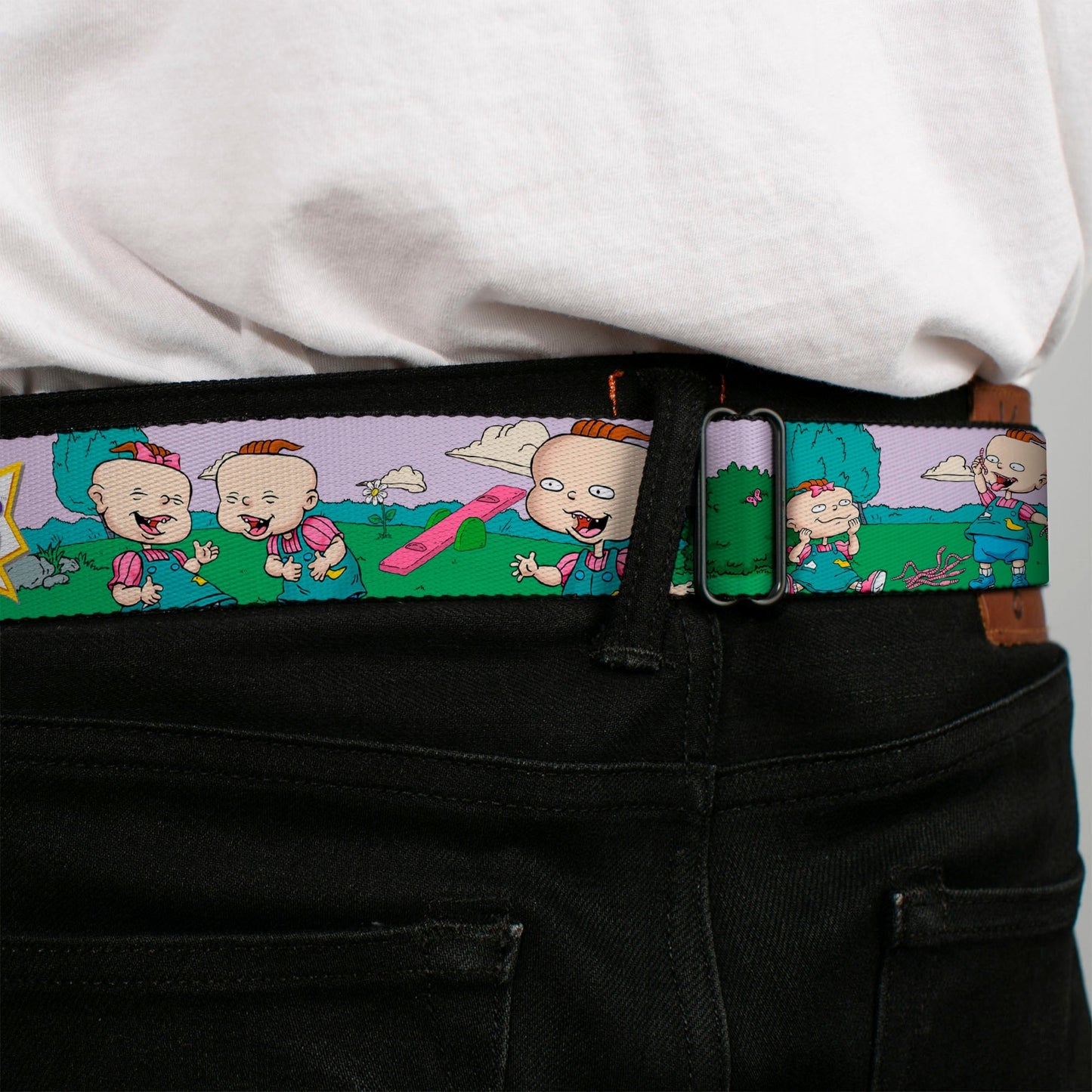 Rugrats Lil & Phil Outdoor Poses Logo Seatbelt Webbing Belt - Paramount Shop