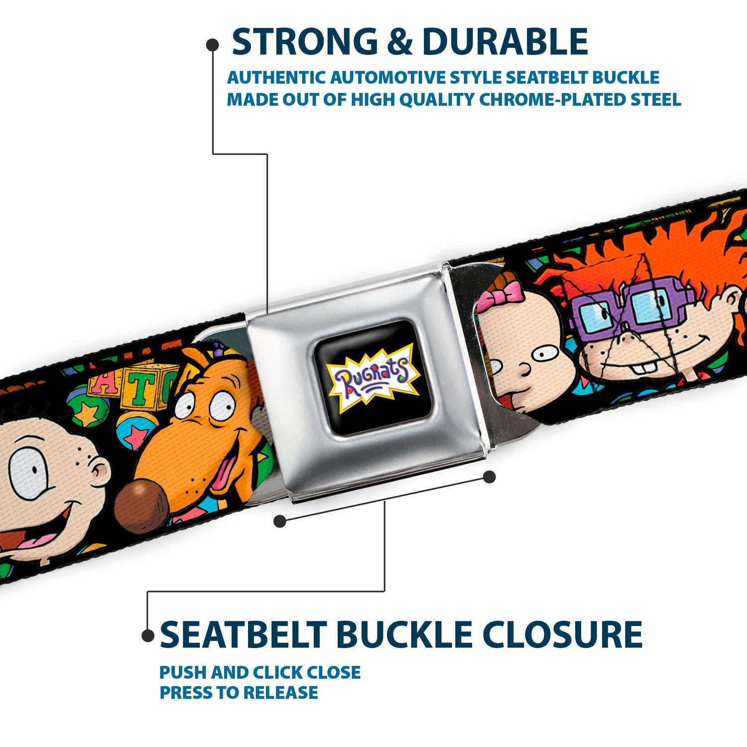 Rugrats Logo and Character Faces Close - Up Seatbelt Belt - Paramount Shop