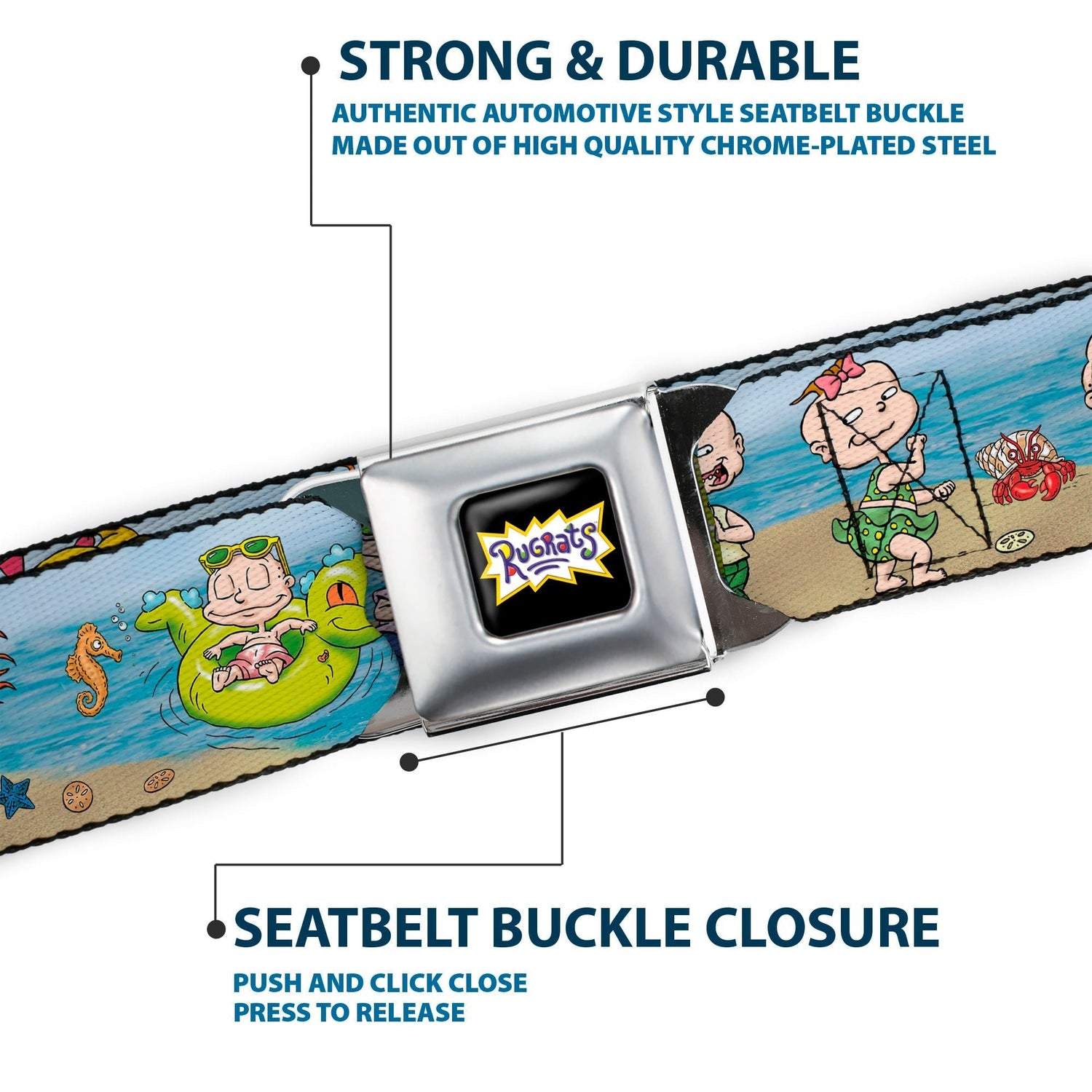 Rugrats Logo Beach Play Scene Full Color Seatbelt Belt - Paramount Shop