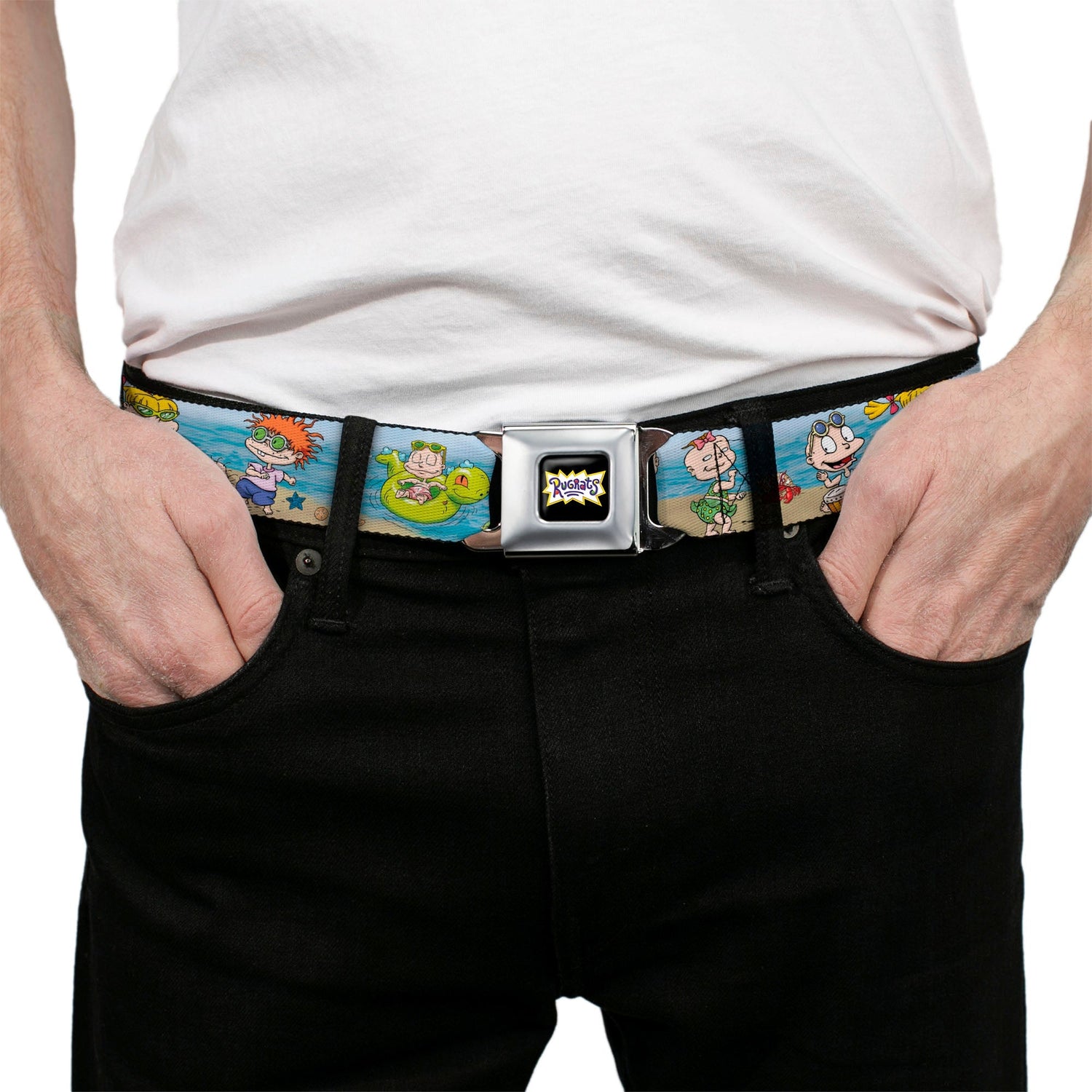 Rugrats Logo Beach Play Scene Full Color Seatbelt Belt - Paramount Shop