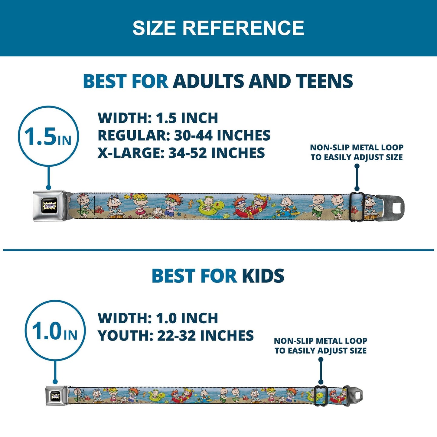 Rugrats Logo Beach Play Scene Full Color Seatbelt Belt - Paramount Shop