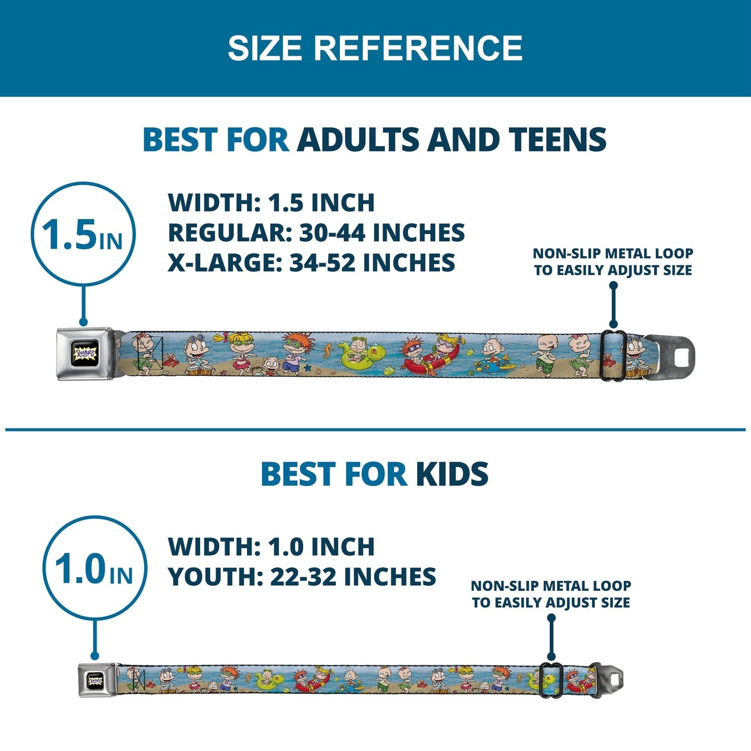 Rugrats Logo Beach Play Scene Full Color Seatbelt Belt - Paramount Shop