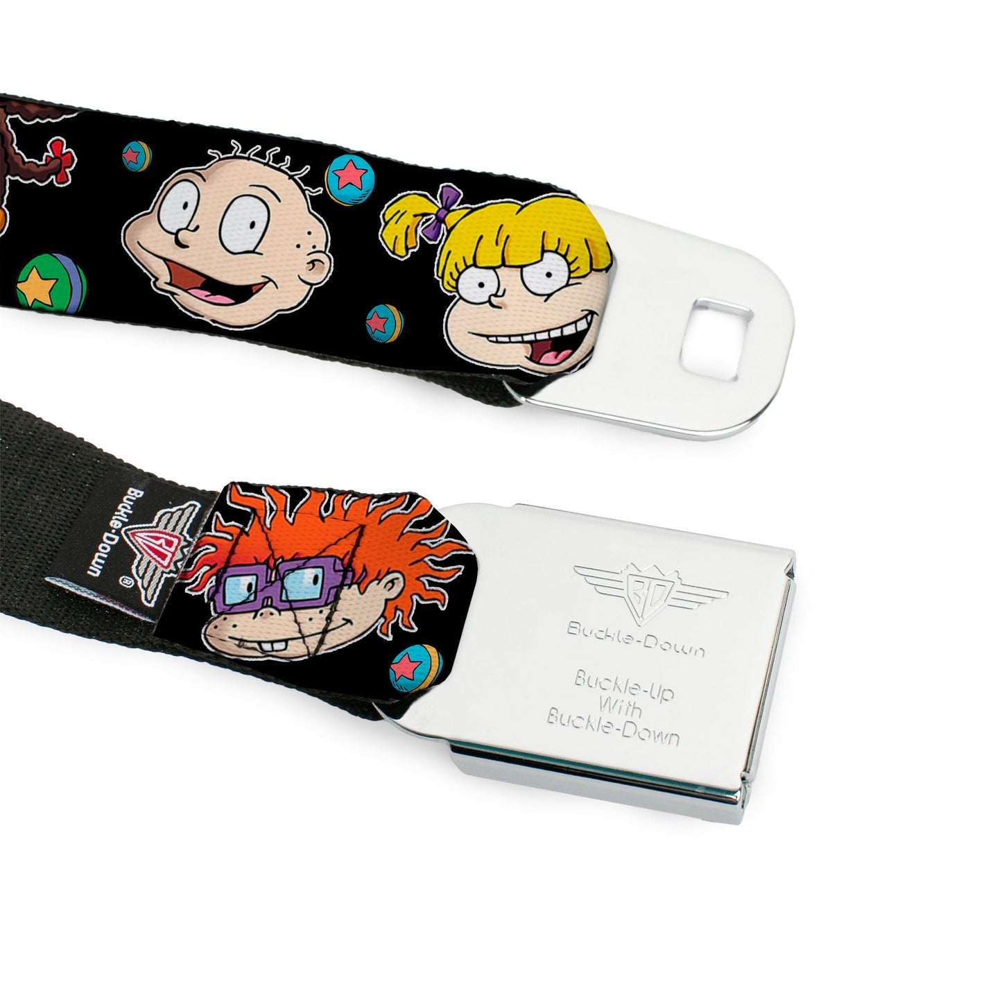 Rugrats Logo Character Expressions Black Webbing Seatbelt Belt - Paramount Shop