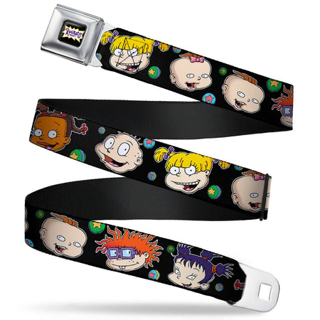 Rugrats Logo Character Expressions Black Webbing Seatbelt Belt - Paramount Shop
