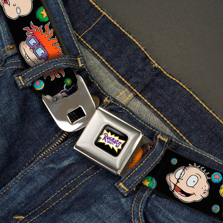 Rugrats Logo Character Expressions Black Webbing Seatbelt Belt - Paramount Shop