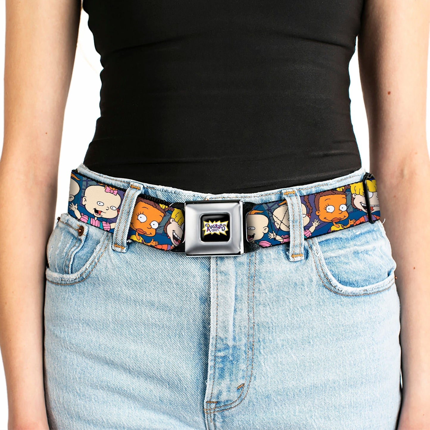 Rugrats Logo Full Color Group Pose Fashion Seatbelt Belt - Paramount Shop