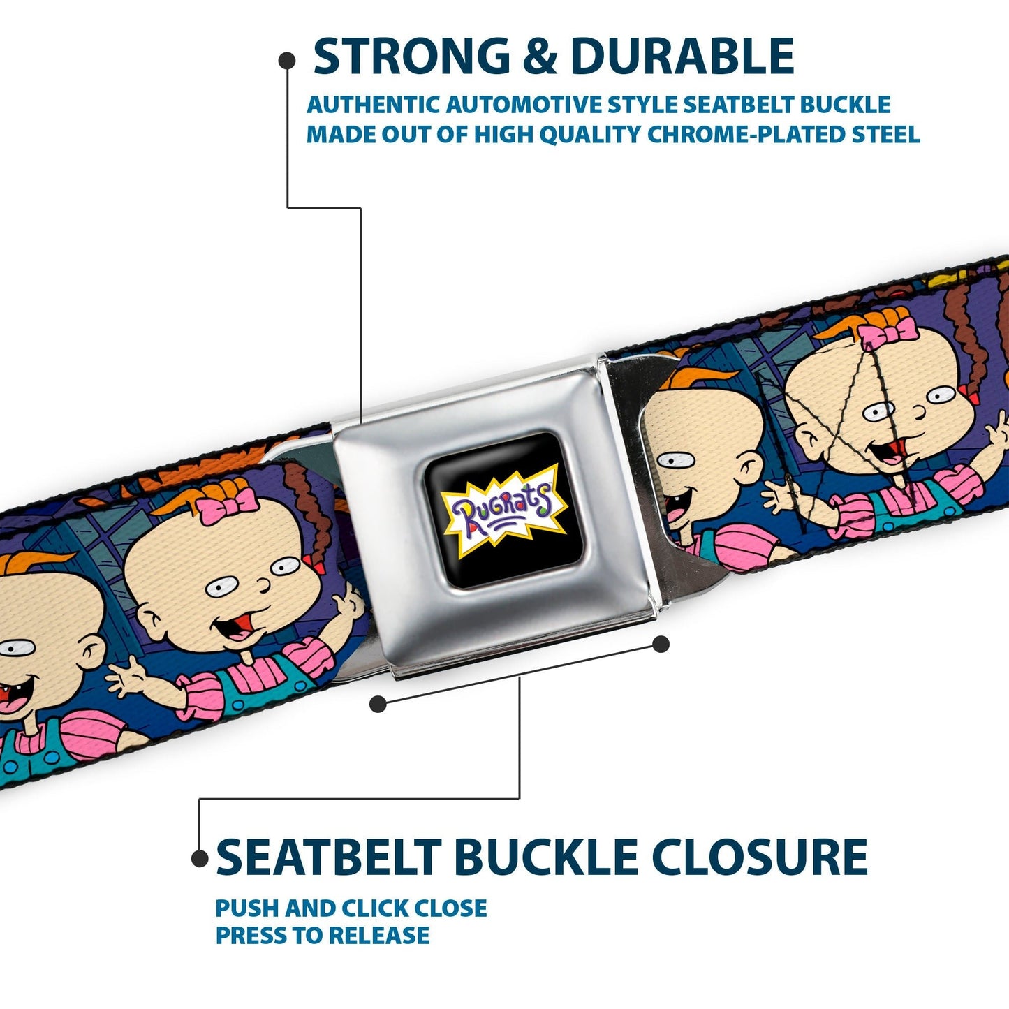 Rugrats Logo Full Color Group Pose Fashion Seatbelt Belt - Paramount Shop