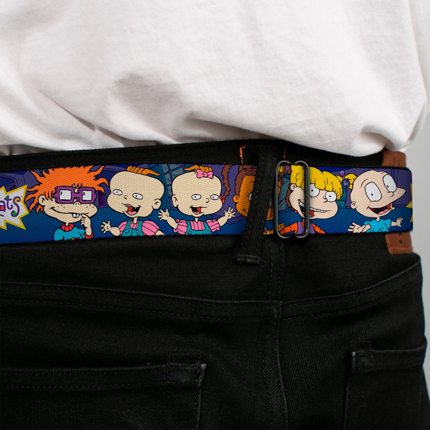 Rugrats Logo Full Color Group Pose Fashion Seatbelt Belt - Paramount Shop