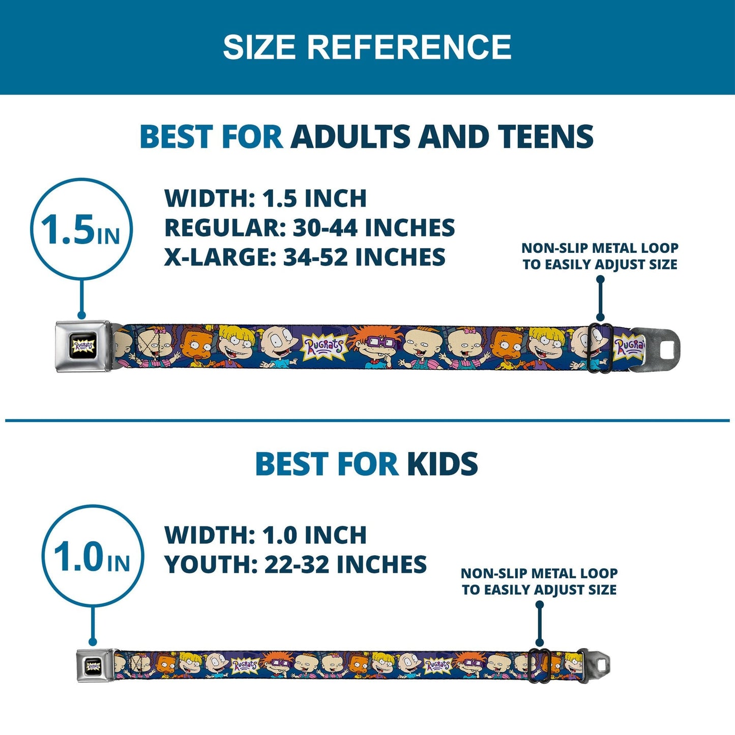 Rugrats Logo Full Color Group Pose Fashion Seatbelt Belt - Paramount Shop