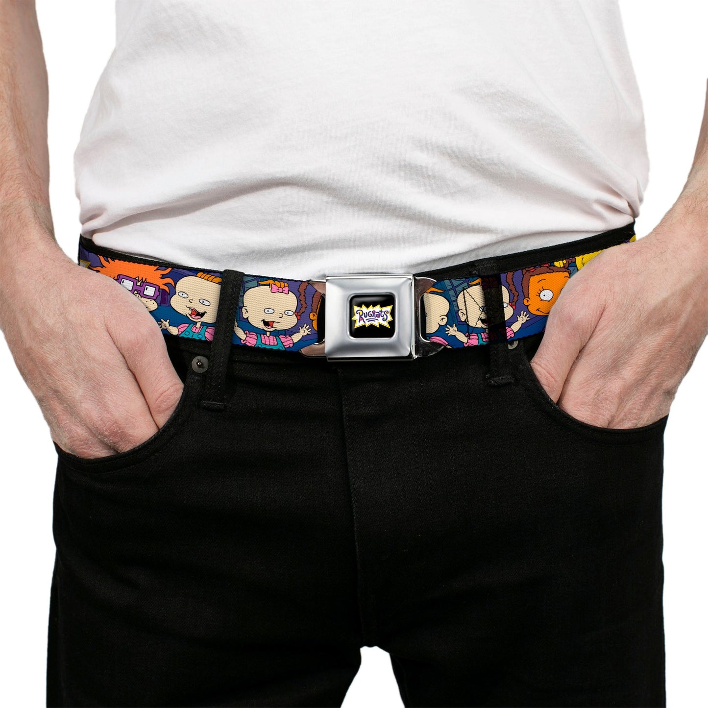 Rugrats Logo Full Color Group Pose Fashion Seatbelt Belt - Paramount Shop