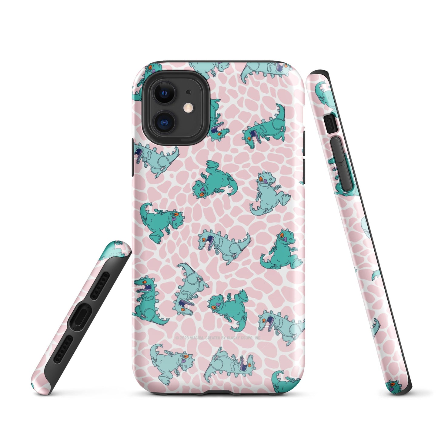 Flat lay of the Rugrats Reptar iPhone case on a clean background