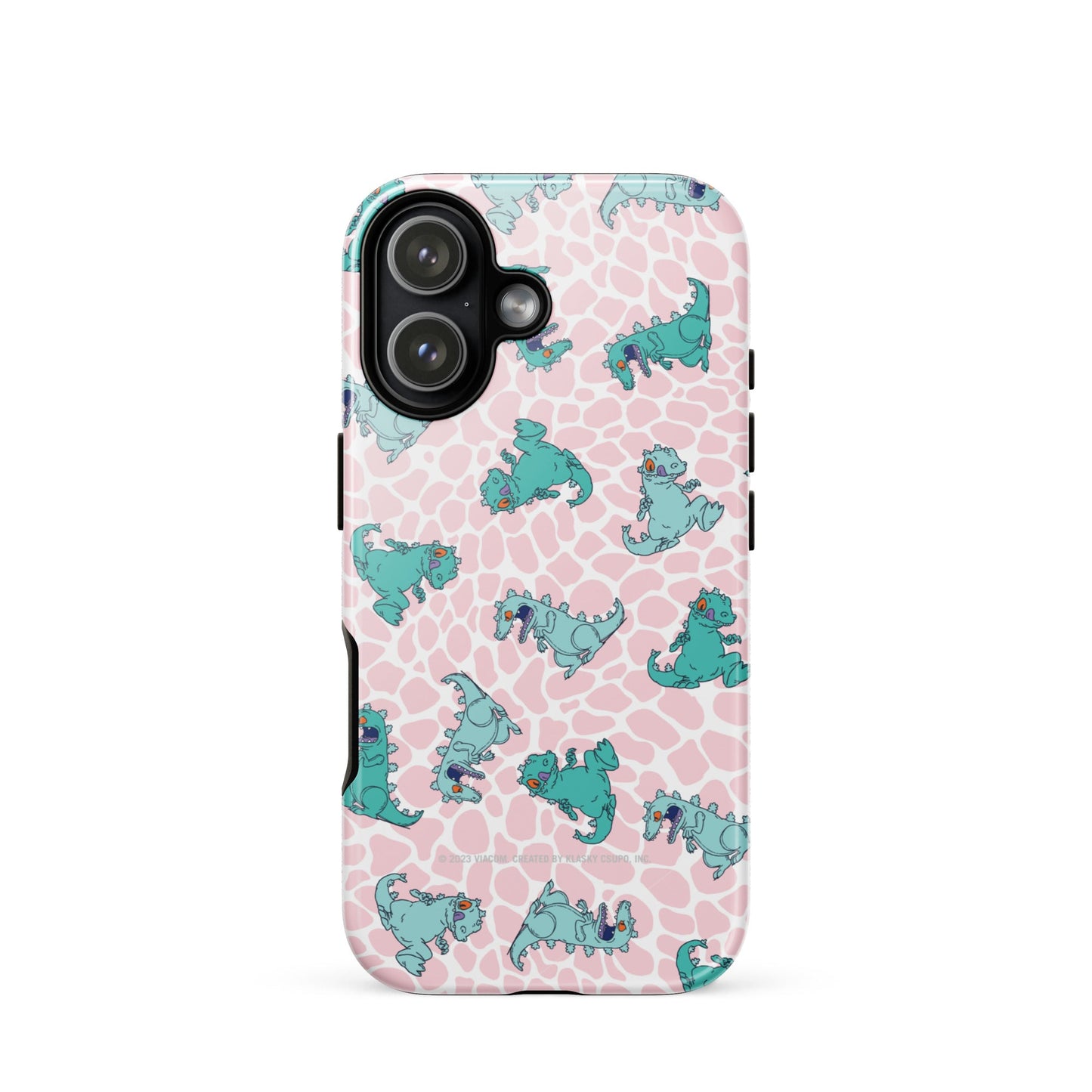 Rugrats Reptar tough phone case for iPhone shown from the back view