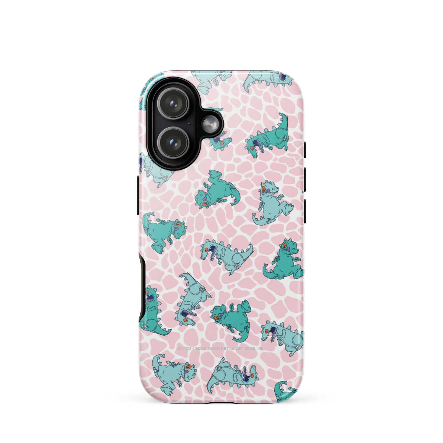 Rugrats Reptar tough phone case for iPhone shown from the back view