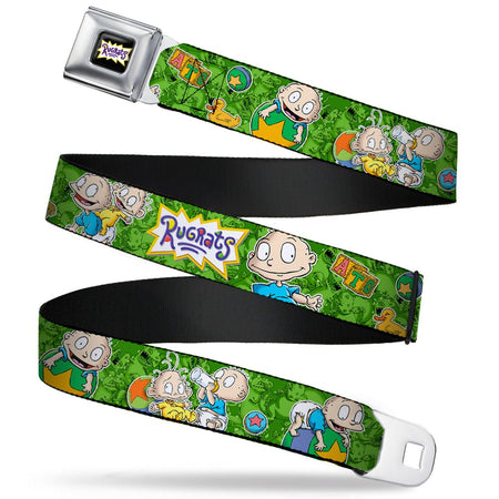Rugrats Tommy & Dill Logo Full Color Green Seatbelt Belt - Paramount Shop
