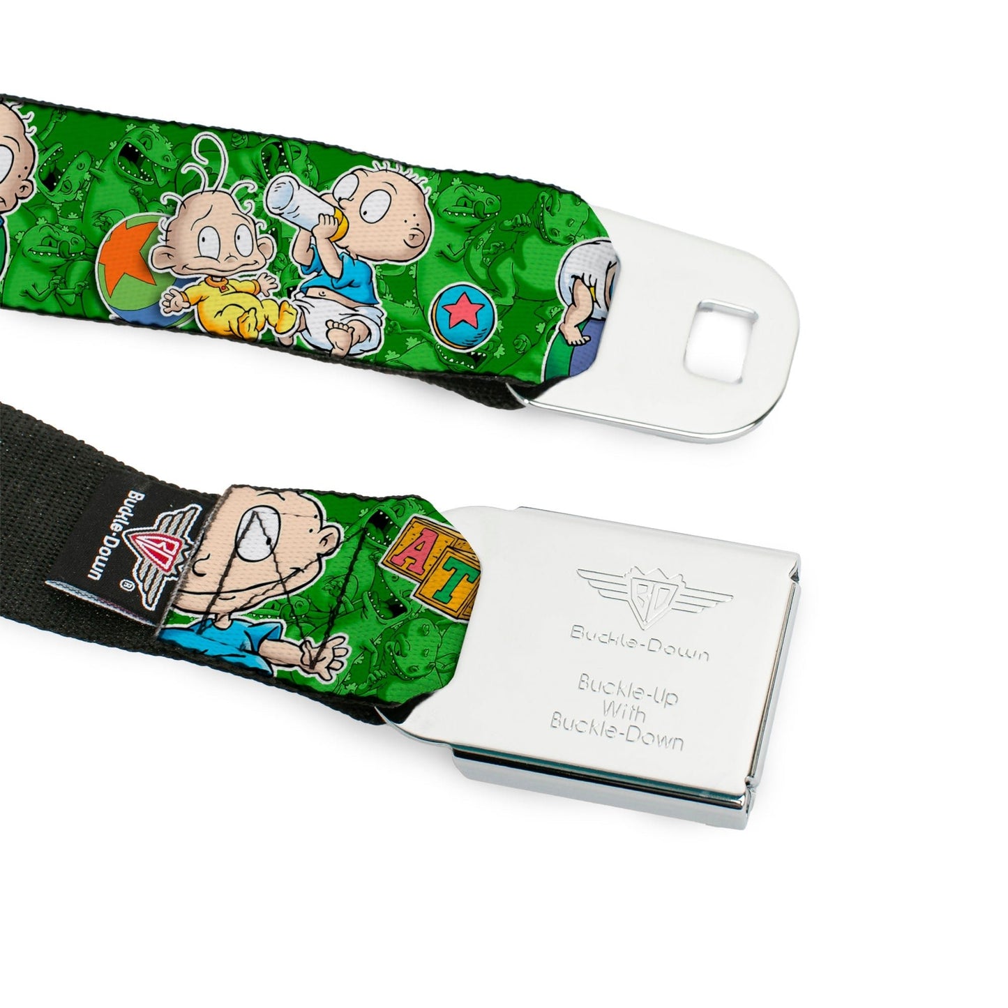 Rugrats Tommy & Dill Logo Full Color Green Seatbelt Belt - Paramount Shop