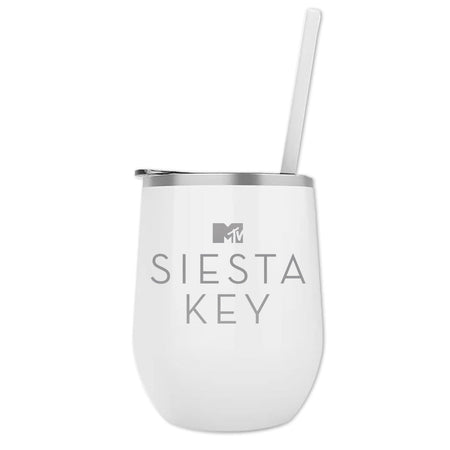Siesta Key Laser Engraved Wine Tumbler with Straw - Paramount Shop