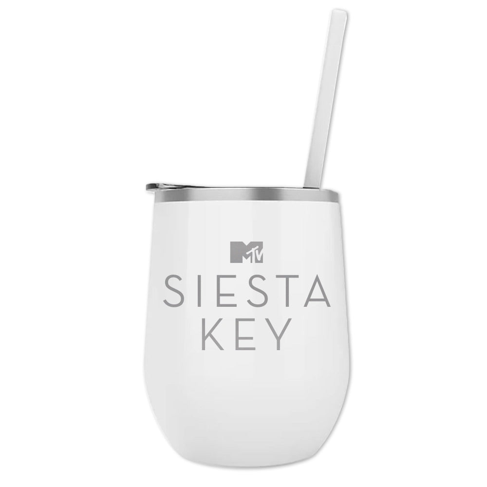 Siesta Key Laser Engraved Wine Tumbler with Straw - Paramount Shop