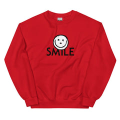 Sonríe ¿Qué te hace sonreír? Unisex Sudadera con cuello redondo - Rojo / Sm