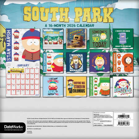 South Park 2026 Wall Calendar - Paramount Shop