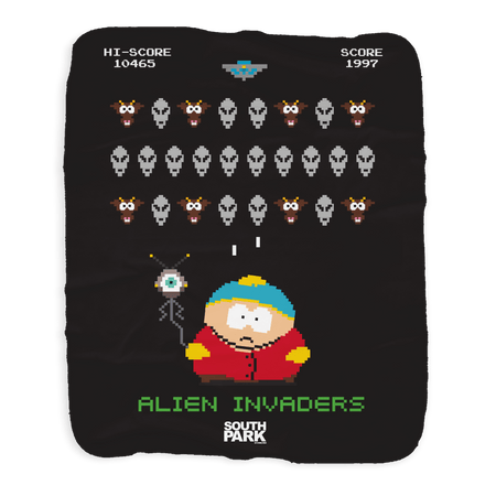 South Park Alien Invaders Grey Sherpa Blanket - Paramount Shop