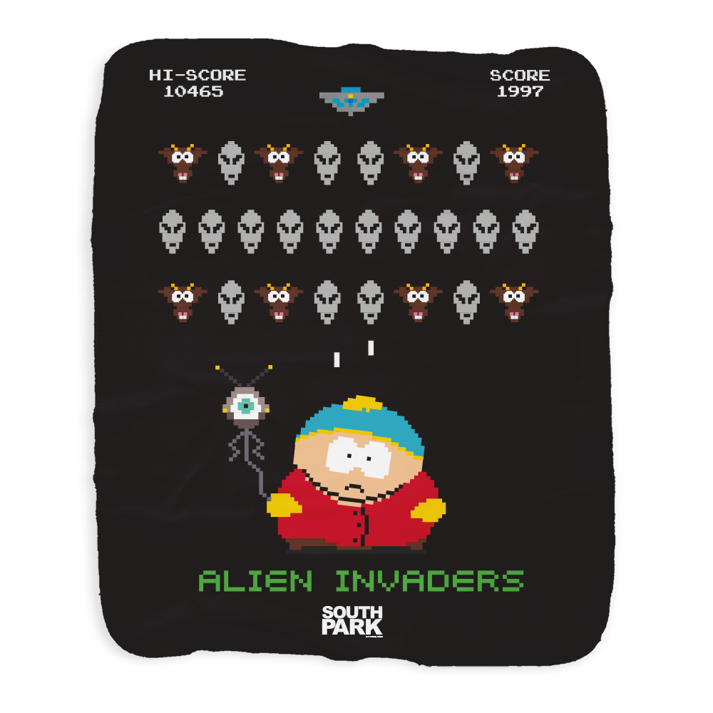 South Park Alien Invaders Grey Sherpa Blanket - Paramount Shop