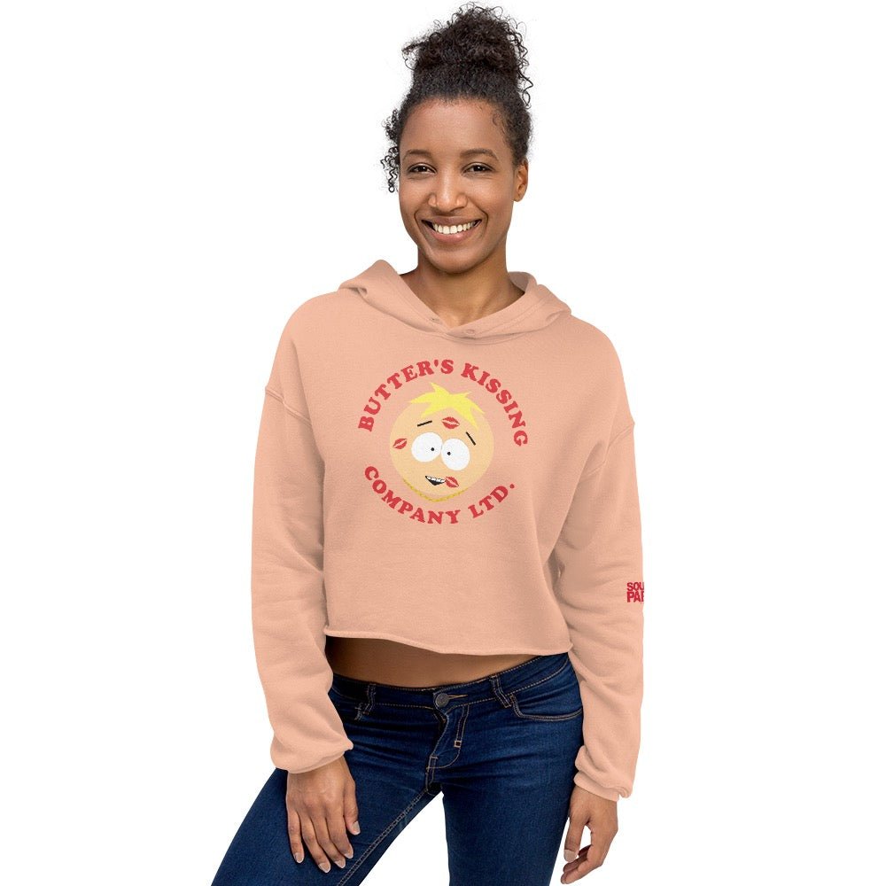 South Park Butter's Kissing Company Women's Fleece Crop Hooded Sweatshirt - Paramount Shop