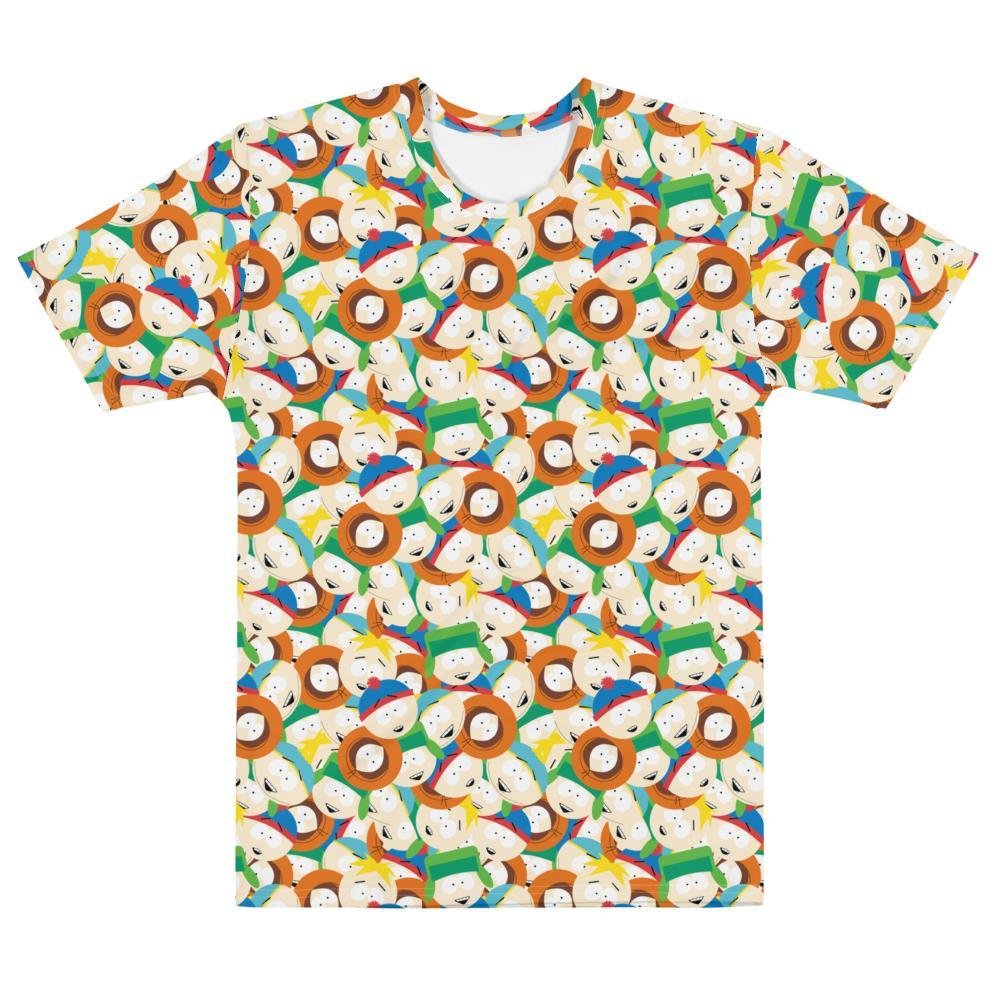 South Park Character Faces Tossed Pattern Adult All - Over Print T - Shirt - Paramount Shop