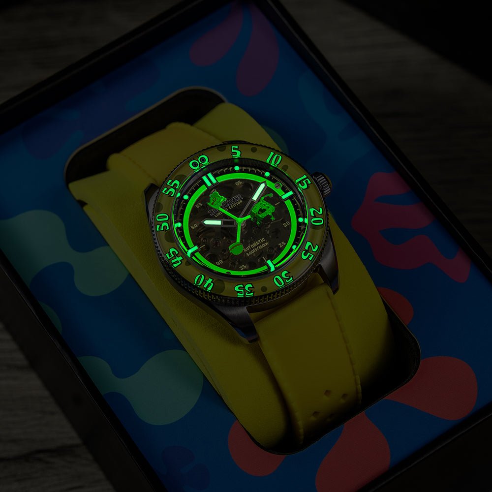 Spinnaker Croft Mid - Size Skeleton Automatic SpongeBob SquarePants Limited Edition Yellow Watch - Paramount Shop