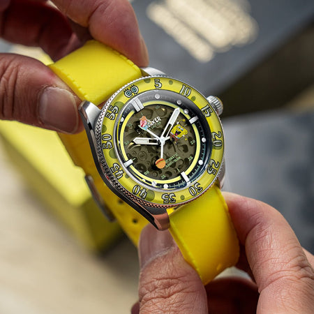 Spinnaker Croft Mid - Size Skeleton Automatic SpongeBob SquarePants Limited Edition Yellow Watch - Paramount Shop