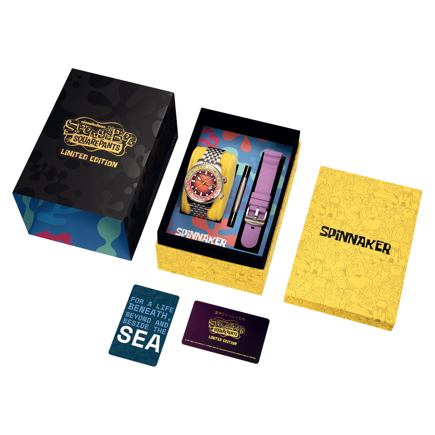 Spinnaker x Spongebob Squarepants Bradner GMT Automatic Bubbly Grins Patrick Limited Edition Watch - Paramount Shop