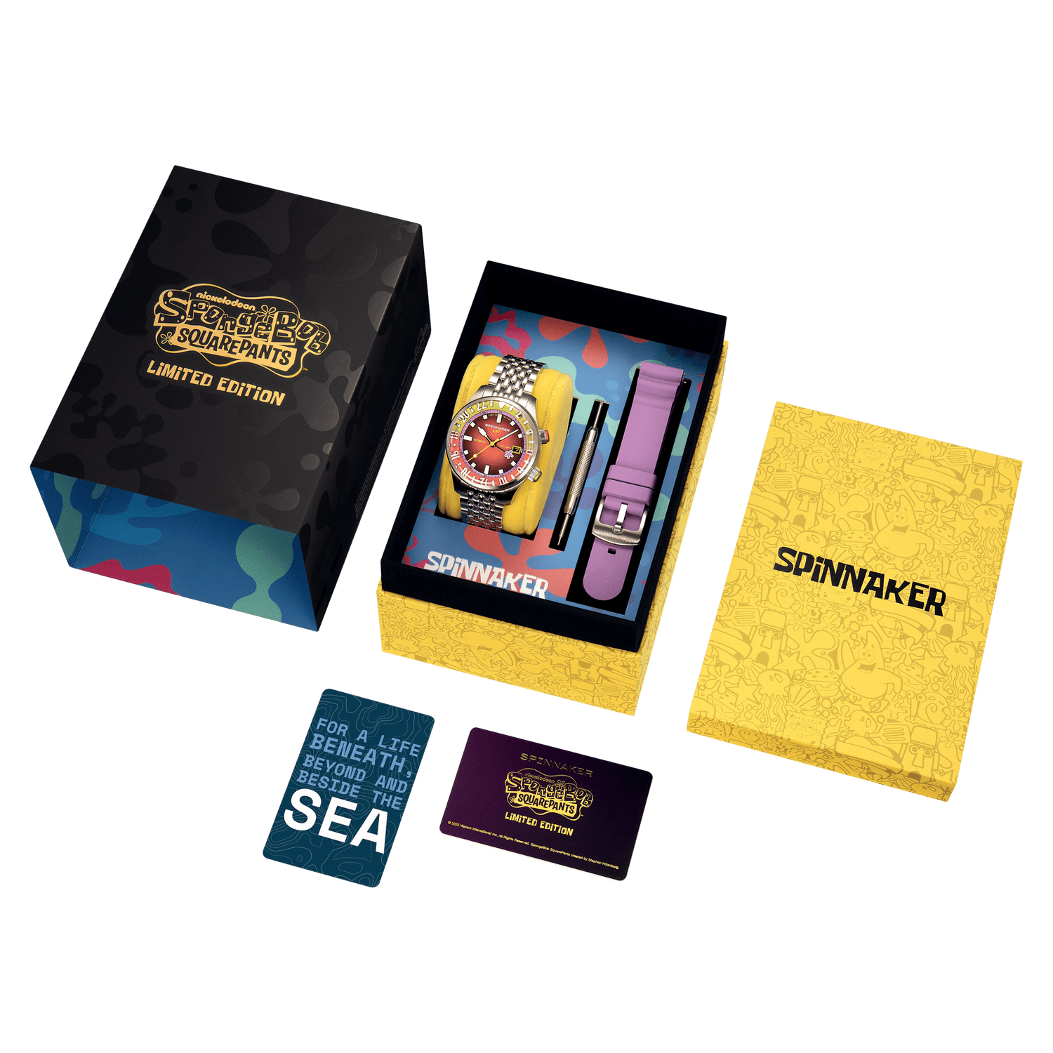 Spinnaker x Spongebob Squarepants Bradner GMT Automatic Bubbly Grins Patrick Limited Edition Watch - Paramount Shop