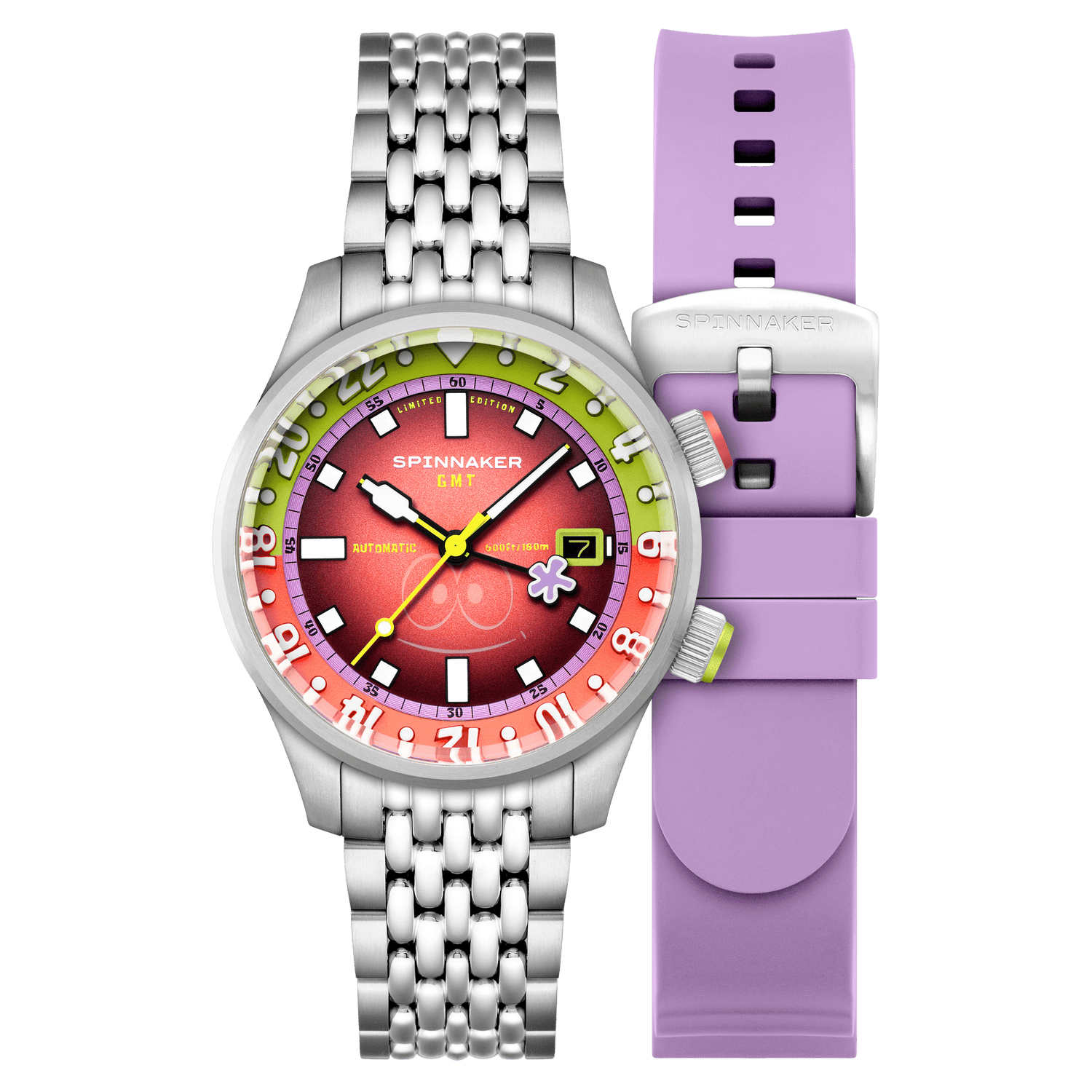 Spinnaker x Spongebob Squarepants Bradner GMT Automatic Bubbly Grins Patrick Limited Edition Watch - Paramount Shop