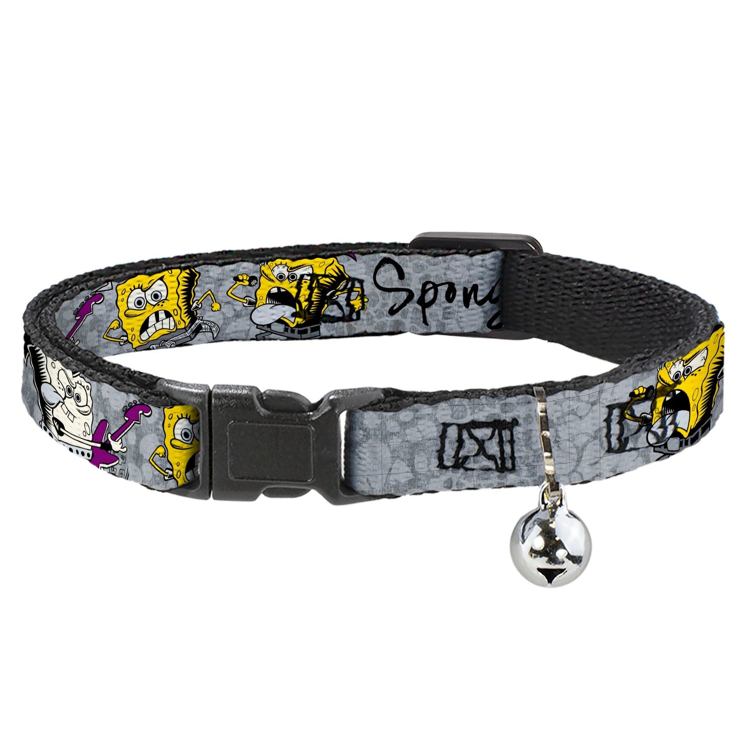 SpongeBob Cat Collar 3 - Poses SPONGEITUDE Breakaway Bell Grays Black - Paramount Shop