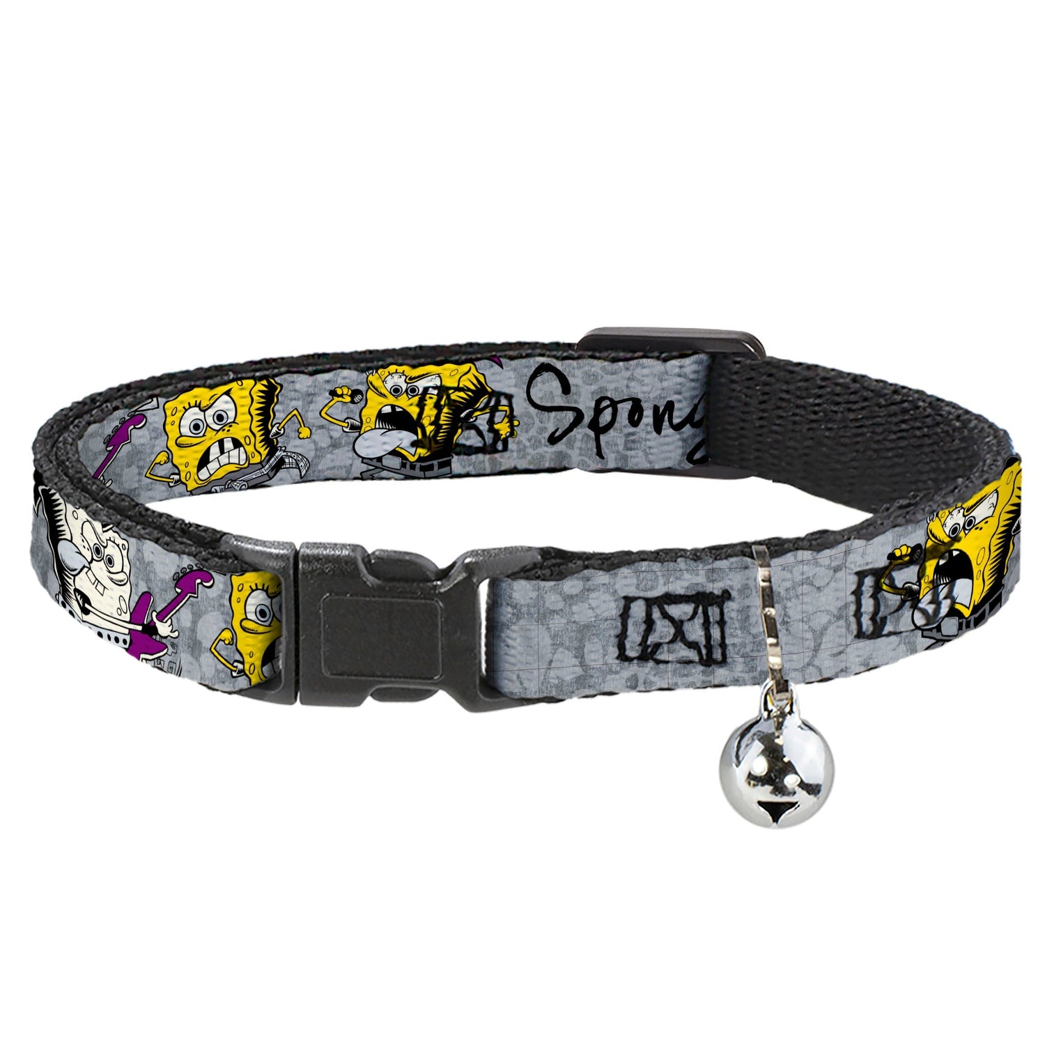 SpongeBob Cat Collar 3 - Poses SPONGEITUDE Breakaway Bell Grays Black - Paramount Shop